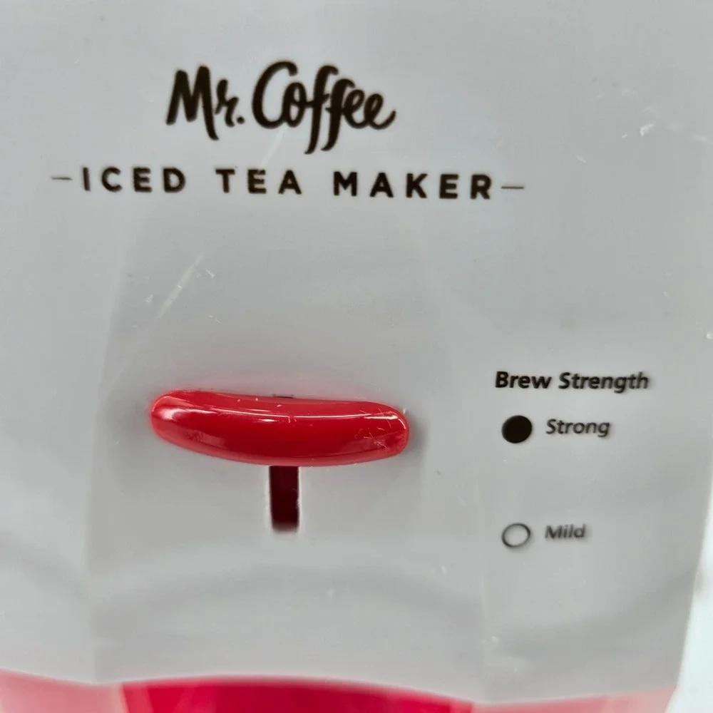 Mr. Coffee Iced Tea Maker TM75RS Brew Strength Selector White Red 3 Quart